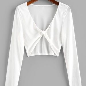 Twisted front sheer white top